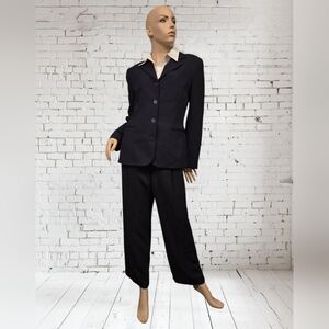Vintage Evan Picone Navy 2 Pc Business Pant Suit Women's Sz 10